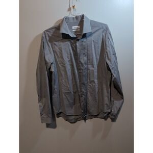 Calvin Klein Gray Slim Fit Button Up Shirt, Mens Large 16.5 34/35, Business Wear